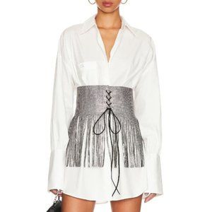 Amber Sceats x Revolve Lace Up Fringe Belt in Silver One Size New Womens